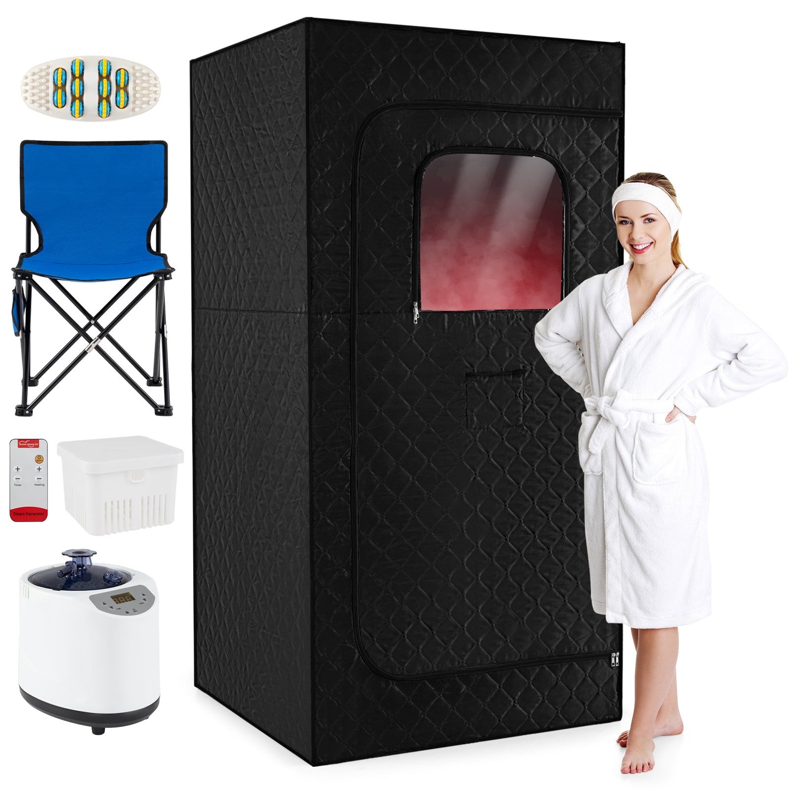 Portable Steam Sauna Box with 3L/1200W Fast-Heat Steamer and 15-Level Temperature, Black Sauna at Gallery Canada