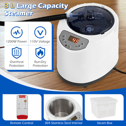 Portable Steam Sauna Box with 3L/1200W Fast-Heat Steamer and 15-Level Temperature, Black Sauna at Gallery Canada