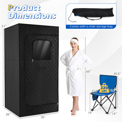 Portable Steam Sauna Box with 3L/1200W Fast-Heat Steamer and 15-Level Temperature, Black Sauna at Gallery Canada