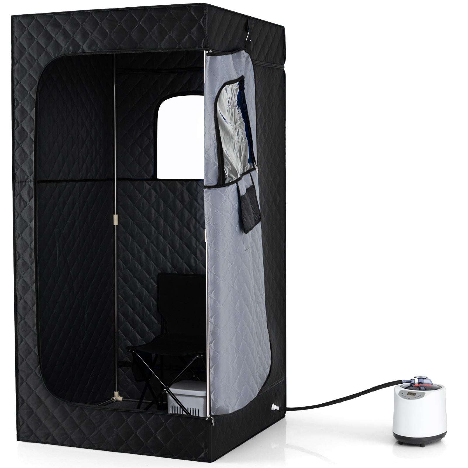 Portable Steam Sauna Box with 3L/1200W Fast-Heat Steamer and 15-Level Temperature, Black Sauna at Gallery Canada