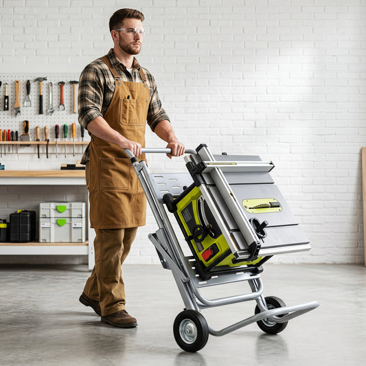 Portable Table Saw Stand, Heavy Duty, 8-Inch Rubber Wheels, Silver Garages Silver at Gallery Canada
