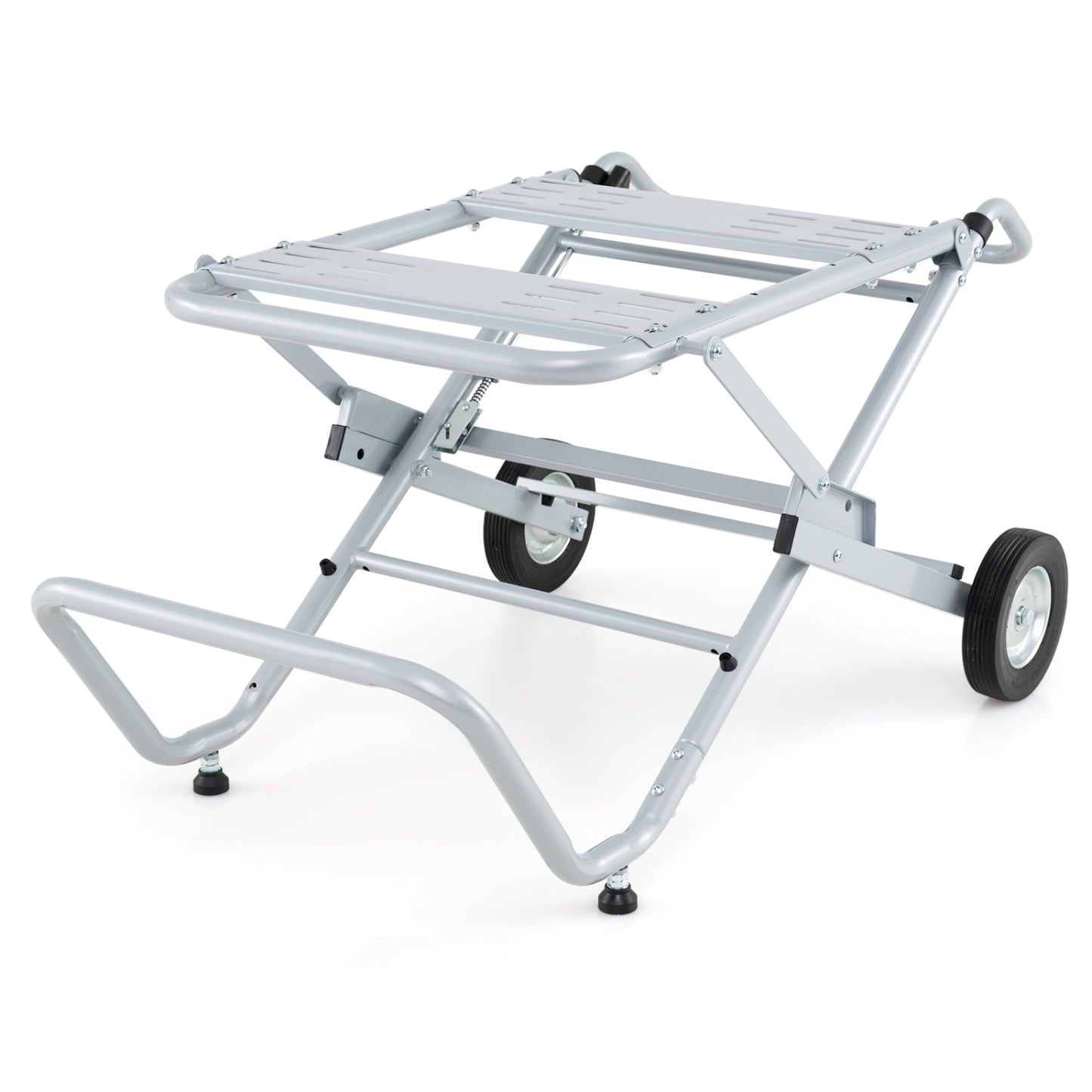 Portable Table Saw Stand, Heavy Duty, 8-Inch Rubber Wheels, Silver