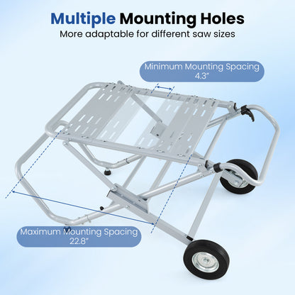 Portable Table Saw Stand, Heavy Duty, 8-Inch Rubber Wheels, Silver