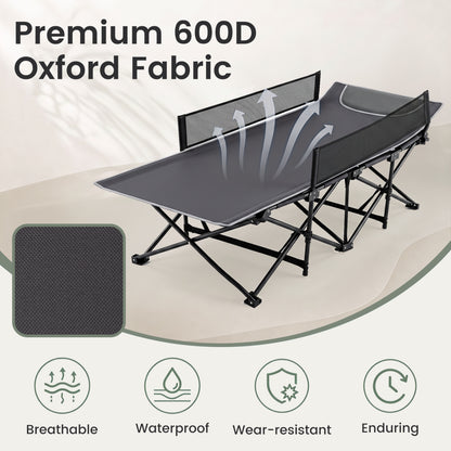 Portable Toddler Cot Bed With Guardrail, Gray