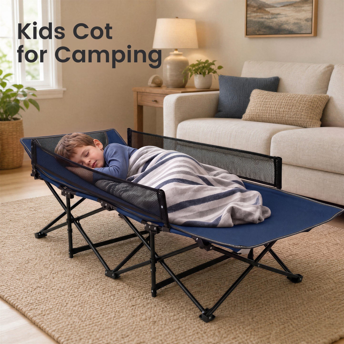 Portable Travel Toddler Cot Bed, Navy