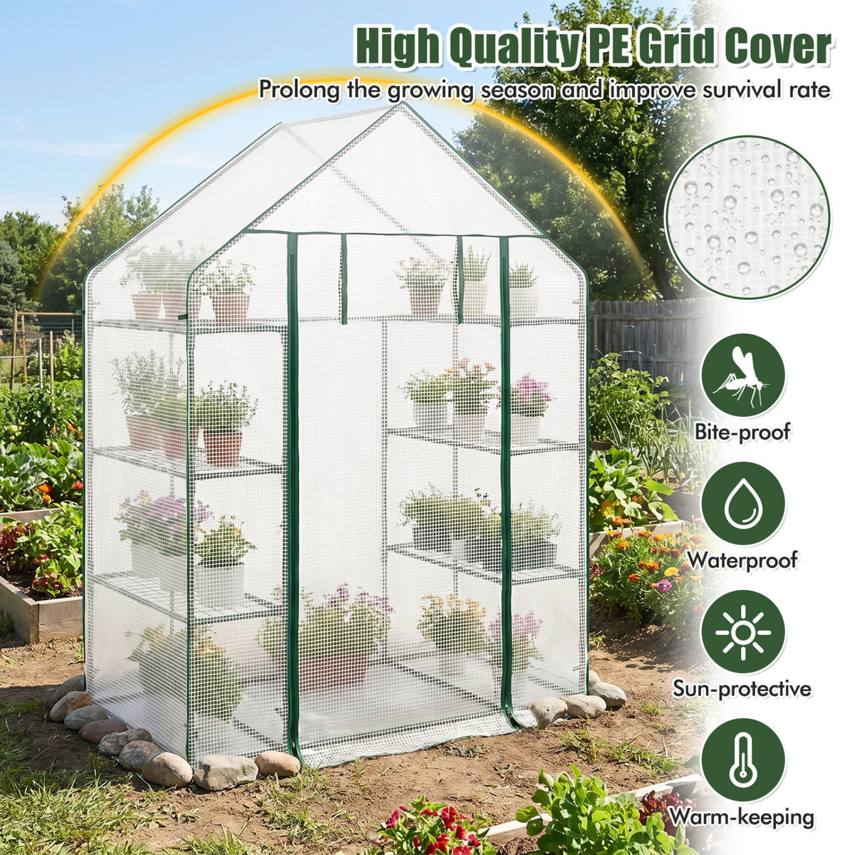 Portable Walk-In Greenhouse, 3 Tiers, 6 Shelves, White Greenhouses at Gallery Canada