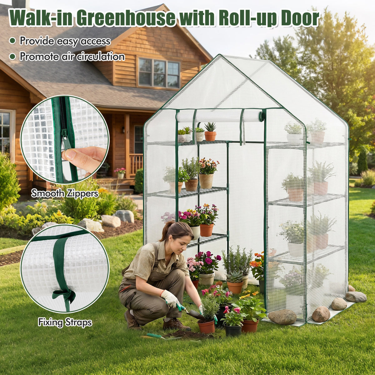 Portable Walk-In Greenhouse, 3 Tiers, 6 Shelves, White Greenhouses at Gallery Canada