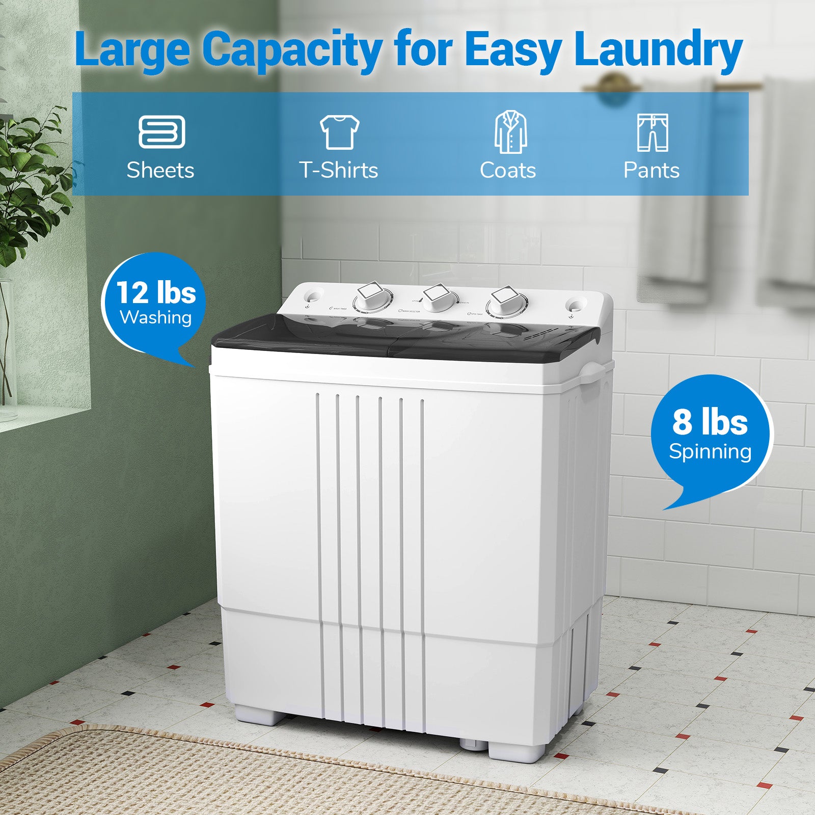 Portable Washing Machine for Dorms and Apartment, Black Washing Machines at Gallery Canada