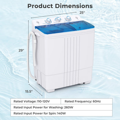 Portable Washing Machine with Built-in Drain Pump, Blue Washing Machines at Gallery Canada