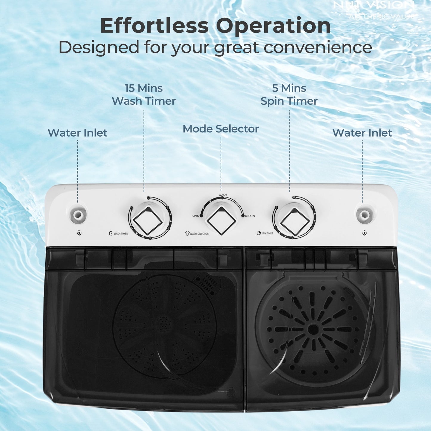 Portable Washing Machine with Built-in Drain Pump, Black Washing Machines at Gallery Canada