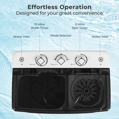 Portable Washing Machine with Built-in Drain Pump, Black Washing Machines at Gallery Canada