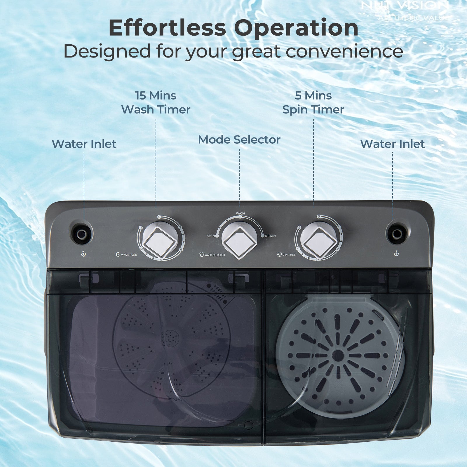 Portable Washing Machine with Built-in Drain Pump, Gray Washing Machines at Gallery Canada