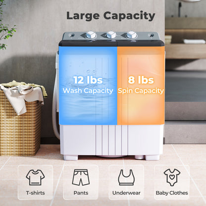 Portable Washing Machine with Built-in Drain Pump, Gray Washing Machines at Gallery Canada