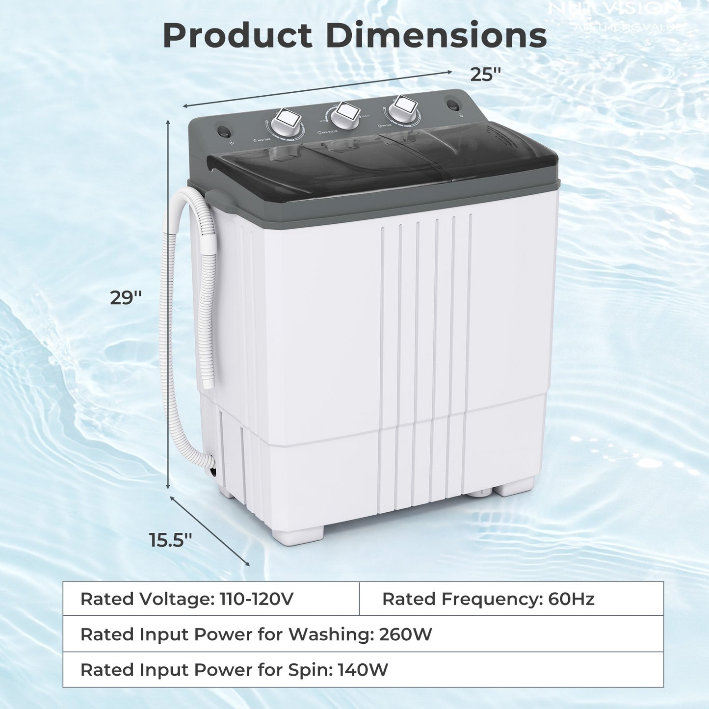 Portable Washing Machine with Built-in Drain Pump, Gray Washing Machines at Gallery Canada