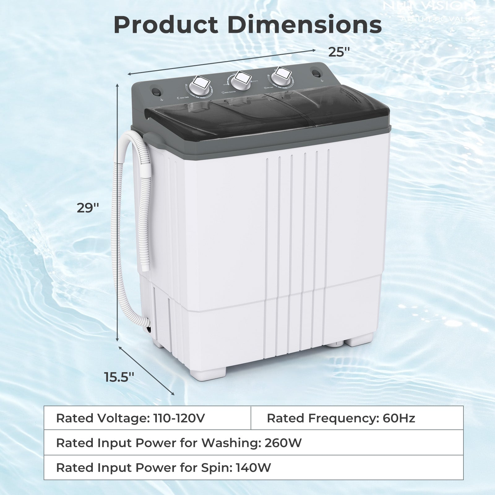Portable Washing Machine with Built-in Drain Pump, Gray Washing Machines at Gallery Canada