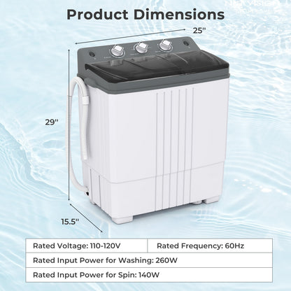 Portable Washing Machine with Built-in Drain Pump, Gray Washing Machines at Gallery Canada