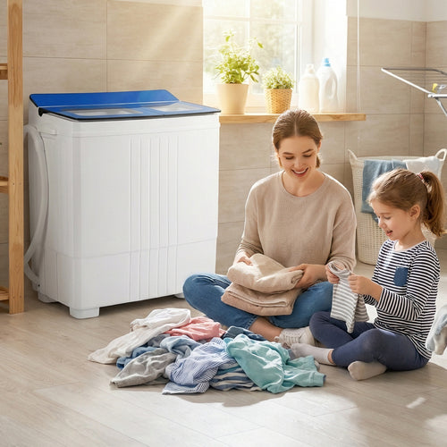 Portable Washing Machine, 12 LBS Washer 8 LBS Spinner, Blue