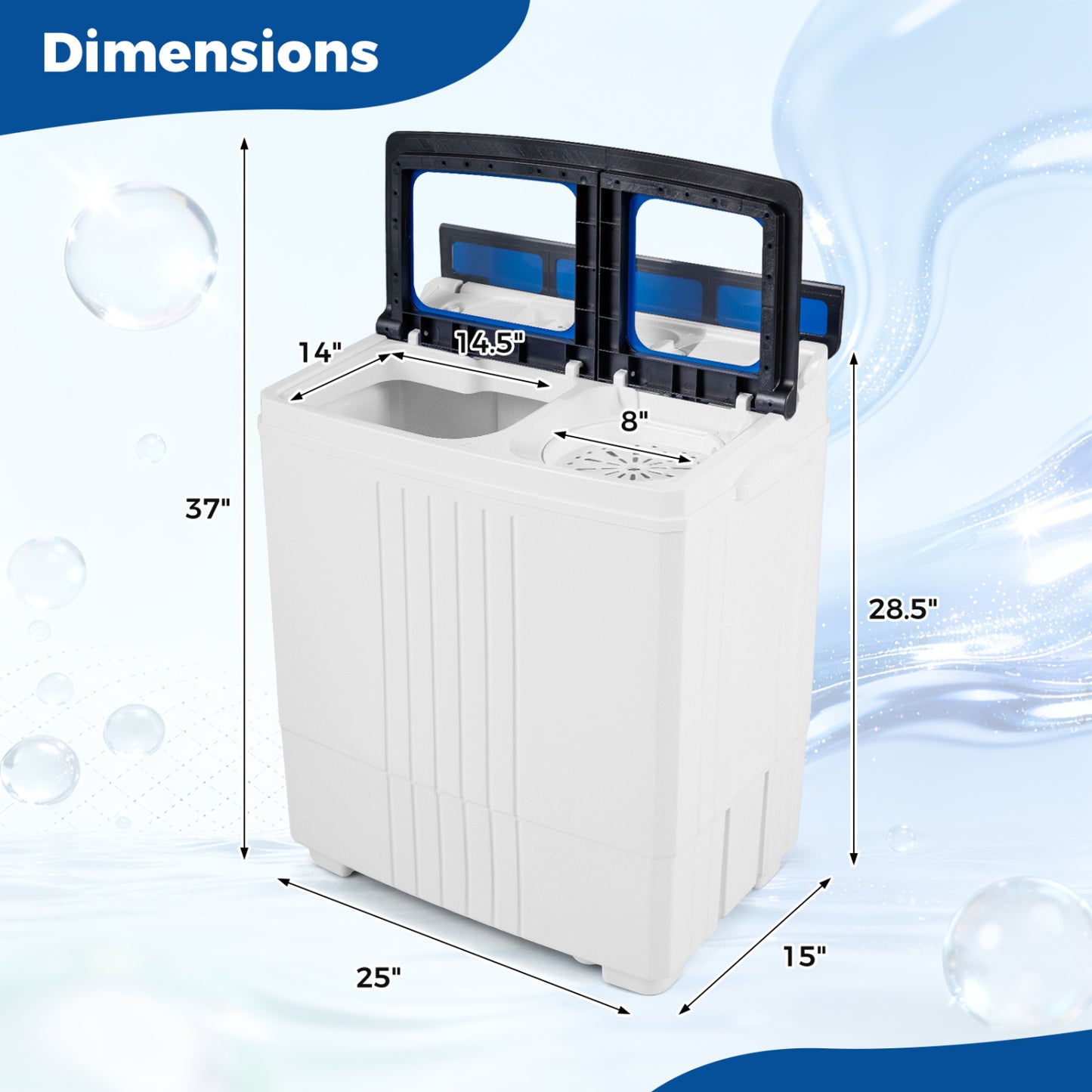 Portable Washing Machine, 12 LBS Washer 8 LBS Spinner, Blue Washing Machines at Gallery Canada