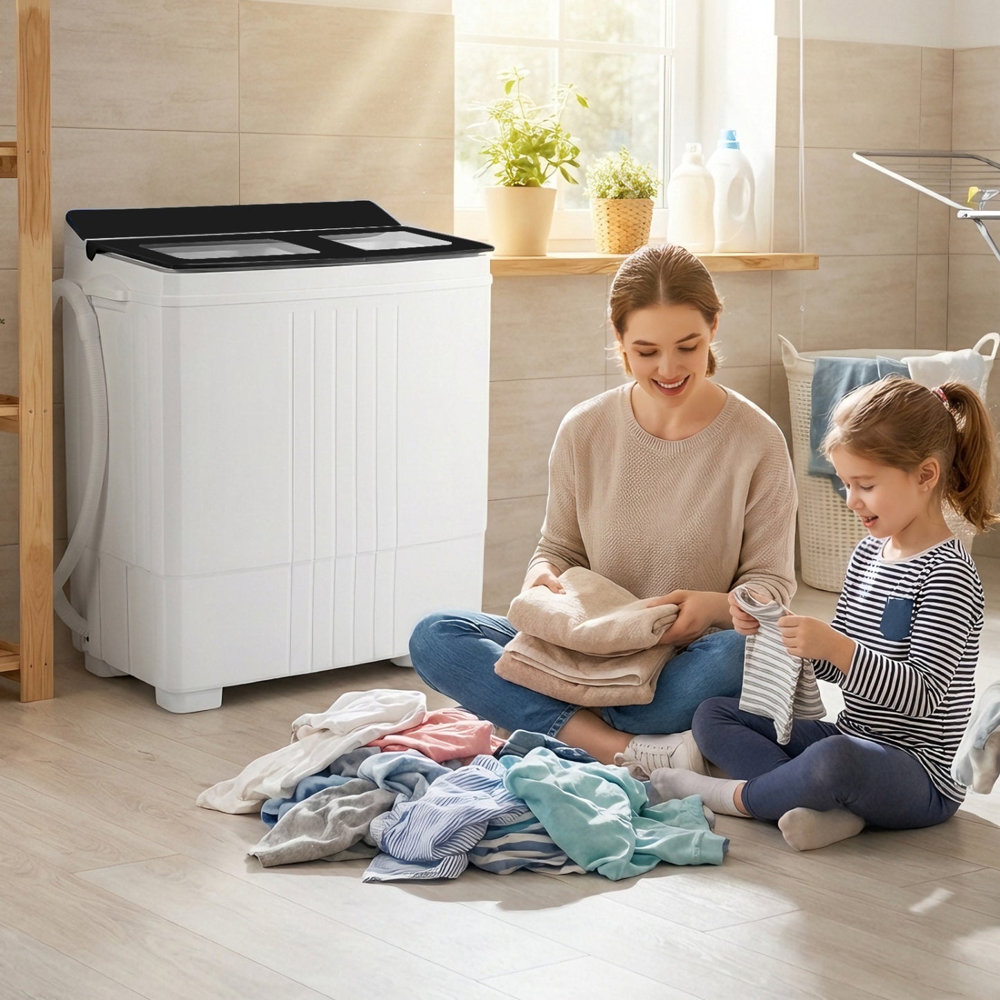 Portable Washing Machine, 12 LBS Washer 8 LBS Spinner, Black Washing Machines at Gallery Canada