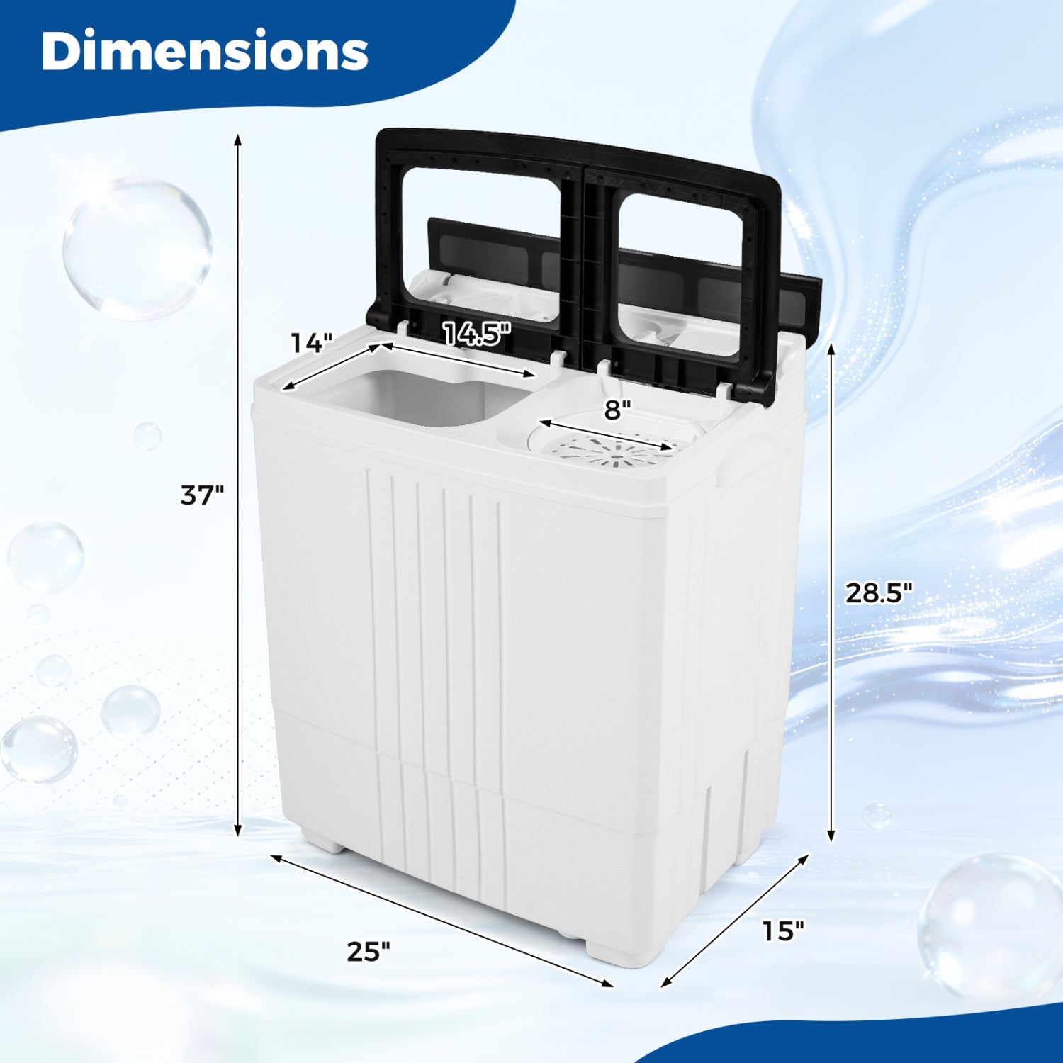 Portable Washing Machine, 12 LBS Washer 8 LBS Spinner, Black Washing Machines at Gallery Canada