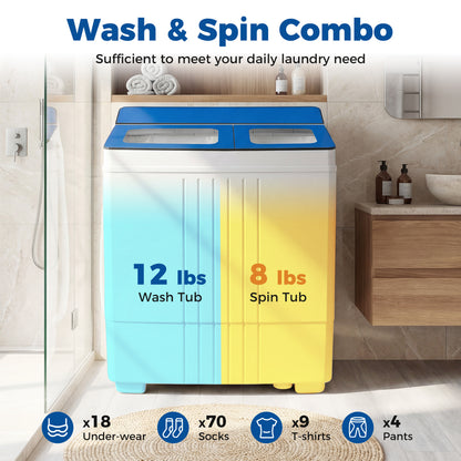 Portable Washing Machine 18 lbs Mini Laundry Machine with 11 LBS Washer, Blue Washing Machines at Gallery Canada