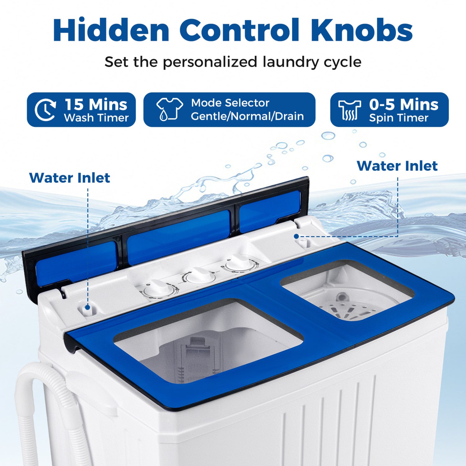 Portable Washing Machine 18 lbs Mini Laundry Machine with 11 LBS Washer, Blue Washing Machines at Gallery Canada