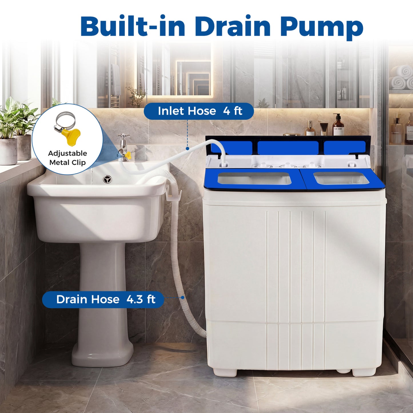 Portable Washing Machine 18 lbs Mini Laundry Machine with 11 LBS Washer, Blue Washing Machines at Gallery Canada