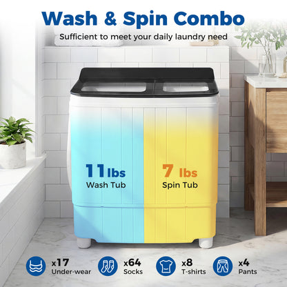 Portable Washing Machine 18 lbs Mini Laundry Machine with 11 LBS Washer, Black Washing Machines at Gallery Canada
