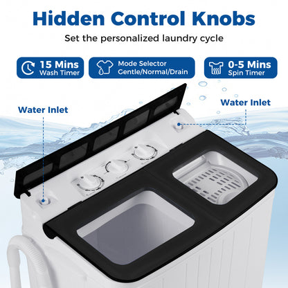Portable Washing Machine 18 lbs Mini Laundry Machine with 11 LBS Washer, Black Washing Machines at Gallery Canada