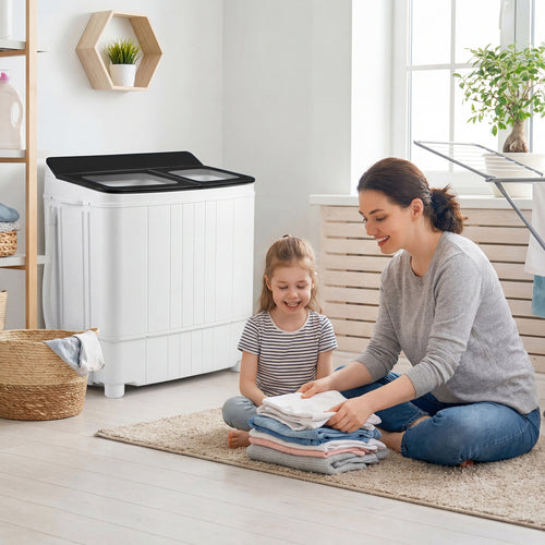 Portable Washing Machine 18 lbs Mini Laundry Machine with 11 LBS Washer, Black