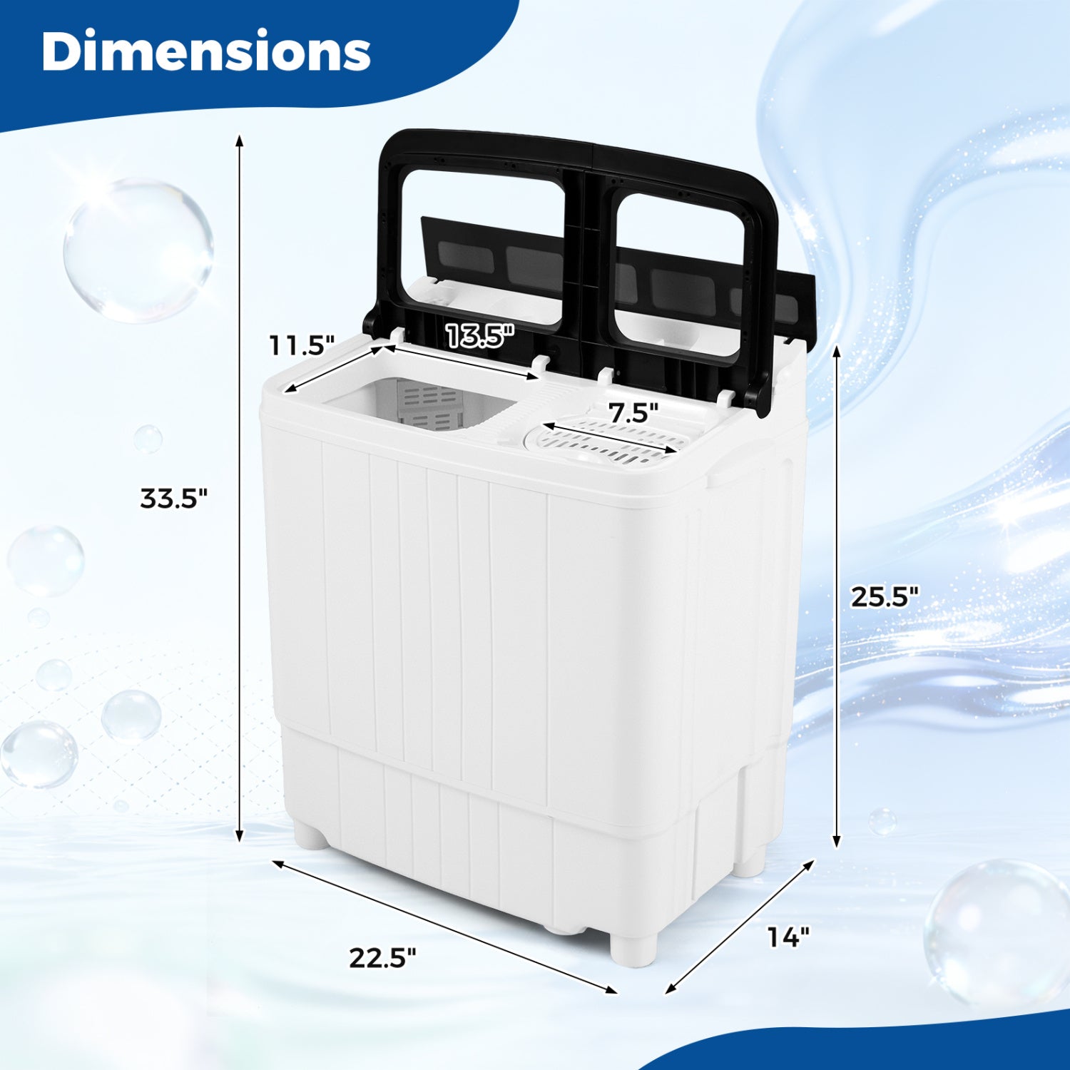 Portable Washing Machine 18 lbs Mini Laundry Machine with 11 LBS Washer, Black Washing Machines at Gallery Canada