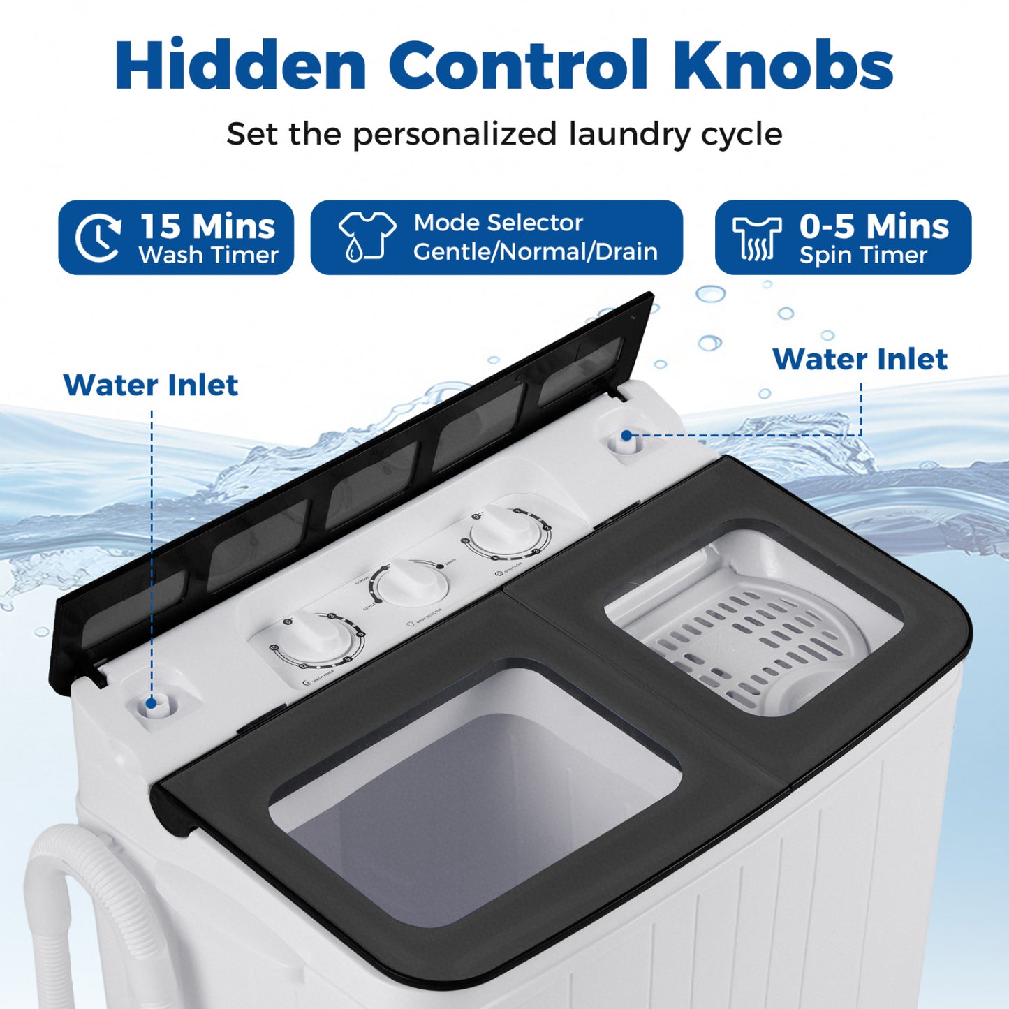 Portable Washing Machine 18 lbs Mini Laundry Machine with 11 LBS Washer-Grey, Gray Washing Machines at Gallery Canada