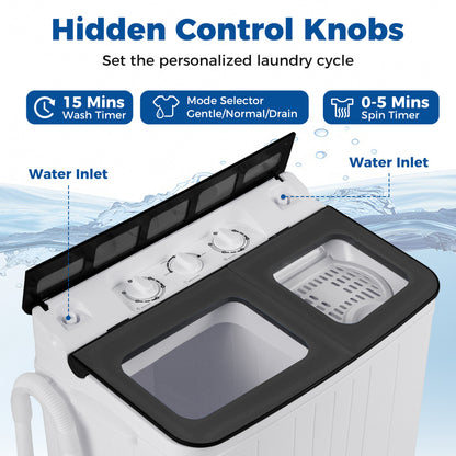 Portable Washing Machine 18 lbs Mini Laundry Machine with 11 LBS Washer-Grey, Gray Washing Machines at Gallery Canada