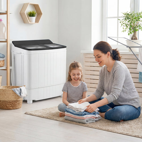 Portable Washing Machine 18 lbs Mini Laundry Machine with 11 LBS Washer-Grey, Gray
