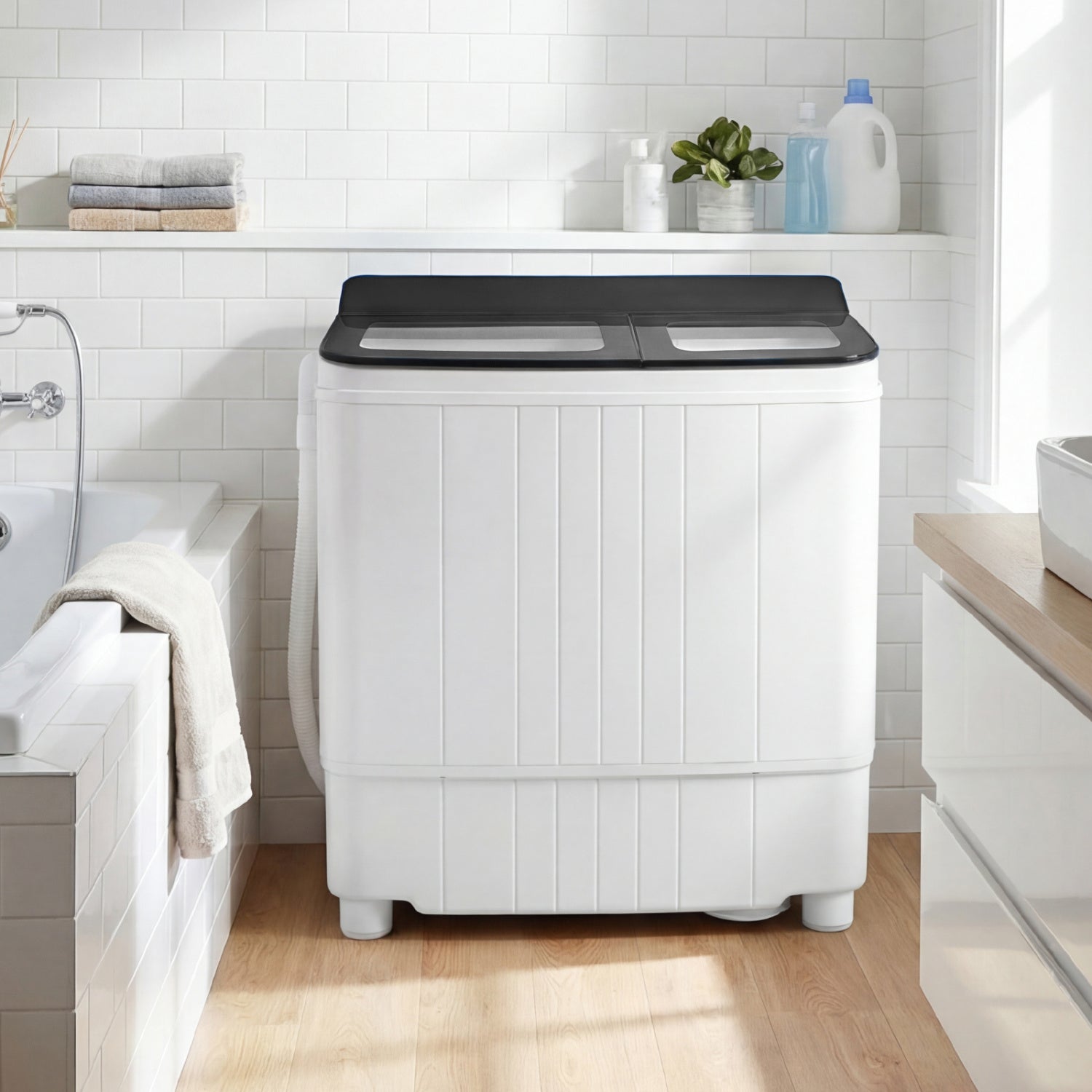 Portable Washing Machine 18 lbs Mini Laundry Machine with 11 LBS Washer-Grey, Gray Washing Machines at Gallery Canada