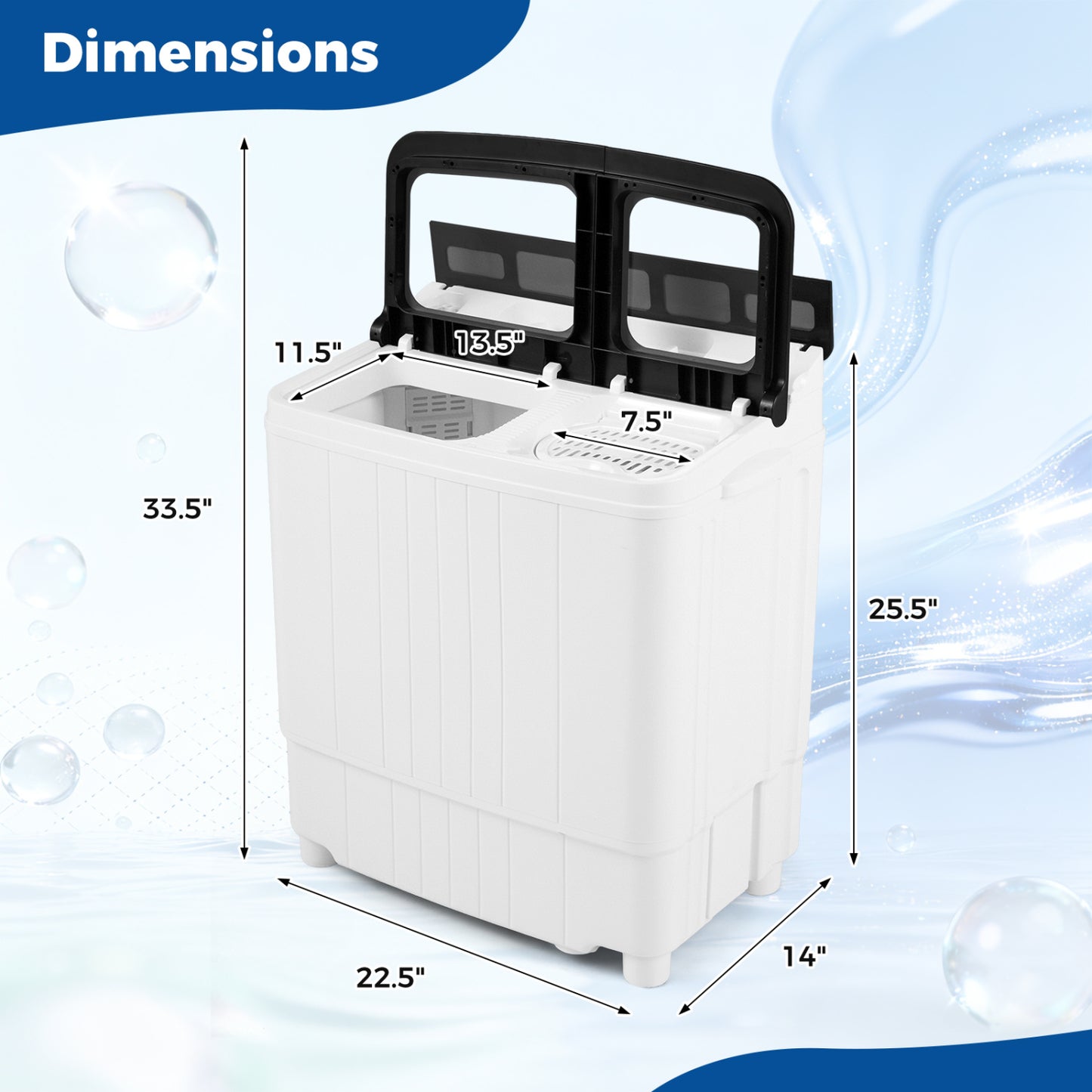 Portable Washing Machine 18 lbs Mini Laundry Machine with 11 LBS Washer-Grey, Gray Washing Machines at Gallery Canada