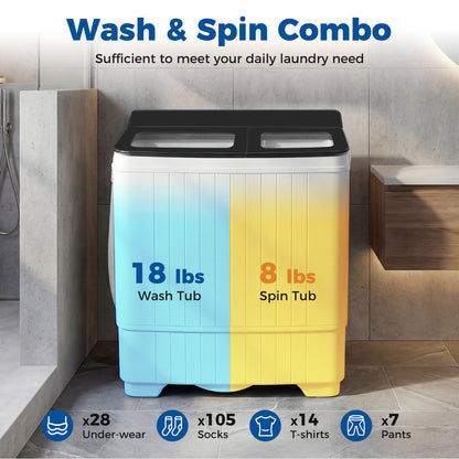 Portable Washing Machine with 18 LBS Washer and 8 LBS Spinner Combo, Black Washing Machines at Gallery Canada