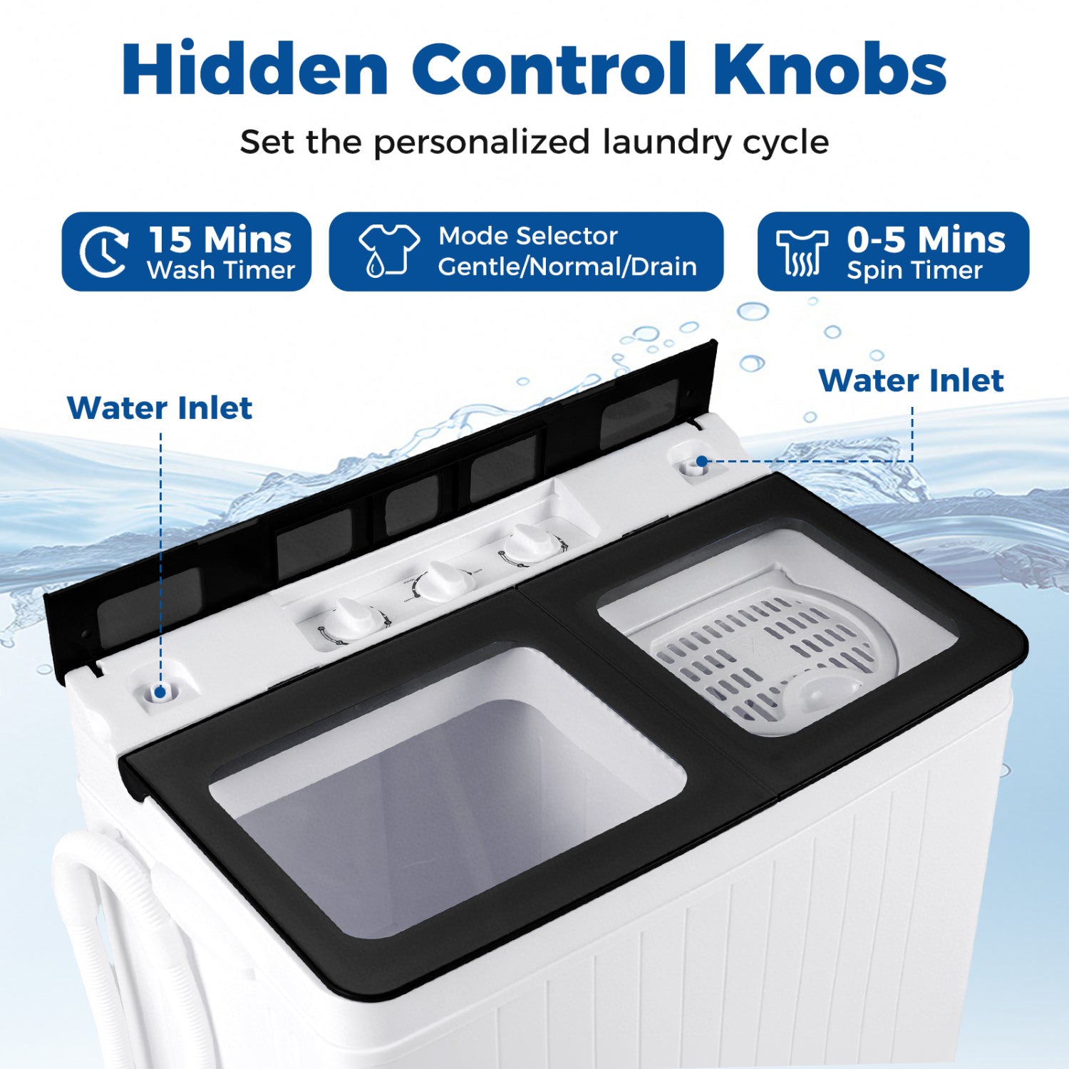 Portable Washing Machine with 18 LBS Washer and 8 LBS Spinner Combo, Black Washing Machines at Gallery Canada
