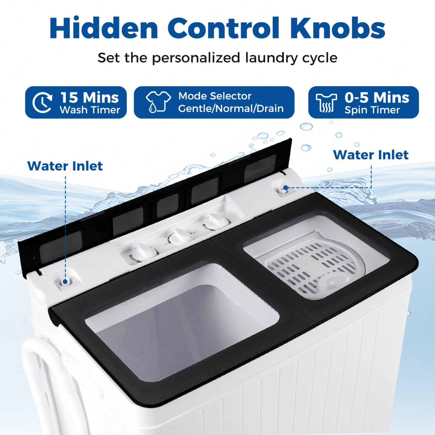 Portable Washing Machine with 18 LBS Washer and 8 LBS Spinner Combo, Black Washing Machines at Gallery Canada