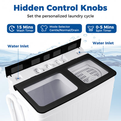 Portable Washing Machine with 18 LBS Washer and 8 LBS Spinner Combo, Black Washing Machines at Gallery Canada