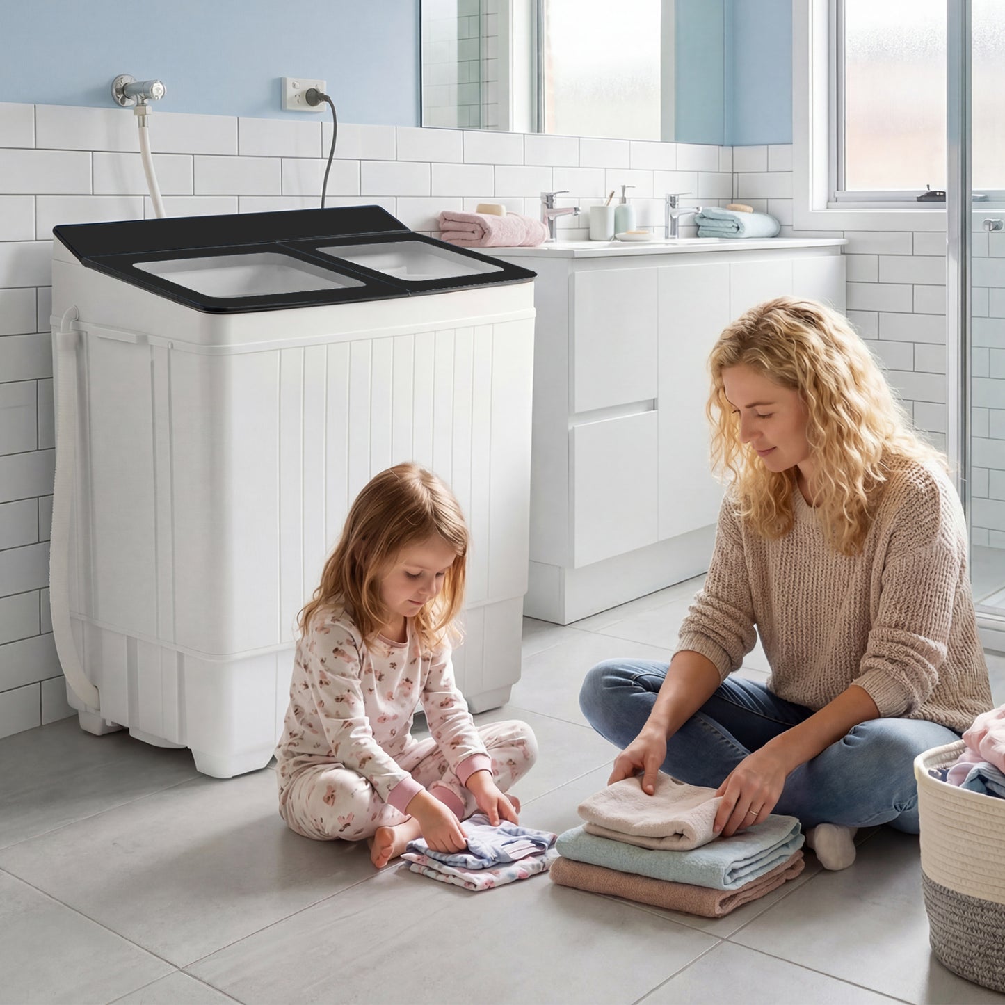 Portable Washing Machine with 18 LBS Washer and 8 LBS Spinner Combo, Black Washing Machines at Gallery Canada