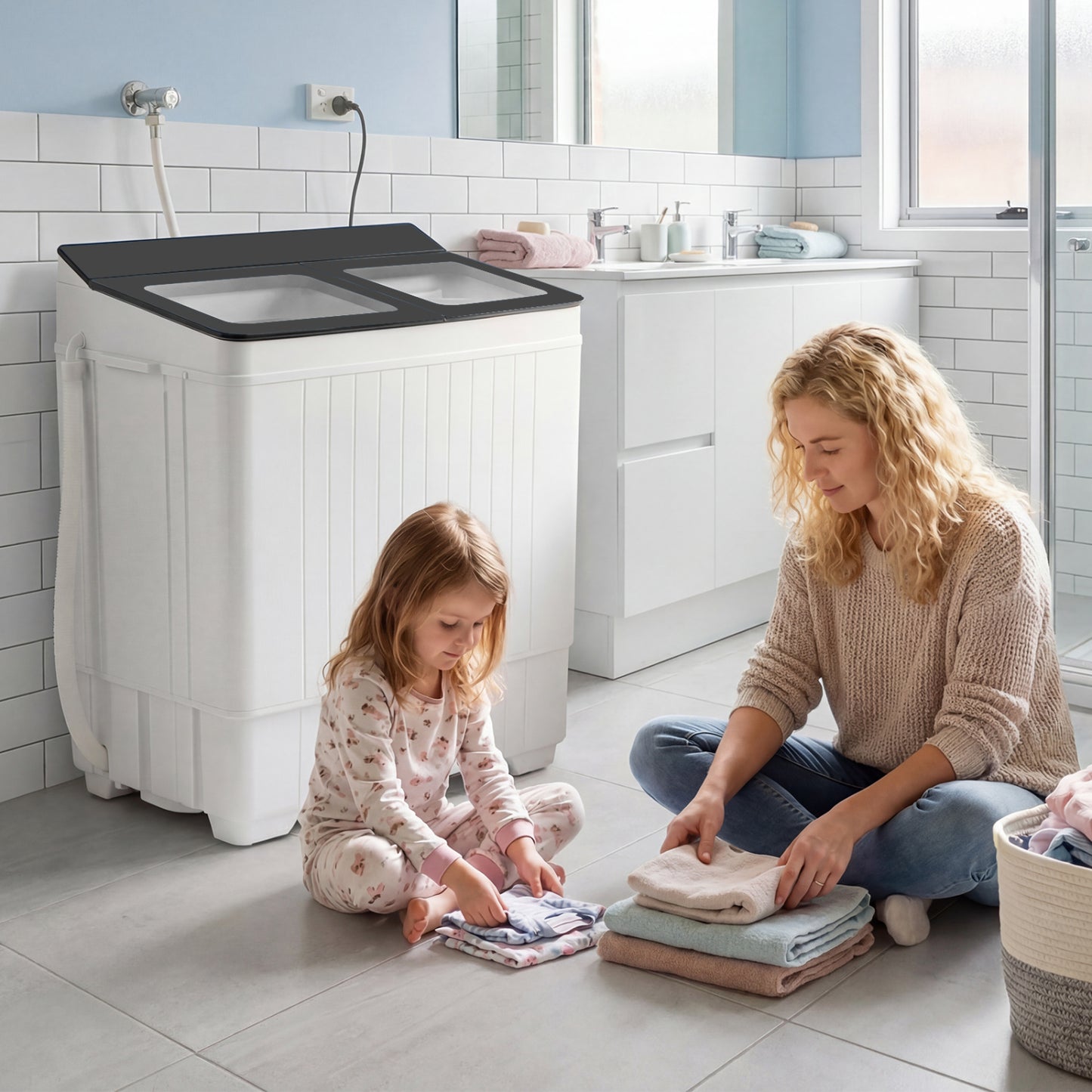 Portable Washing Machine with 18 LBS Washer and 8 LBS Spinner Combo, Gray Washing Machines at Gallery Canada