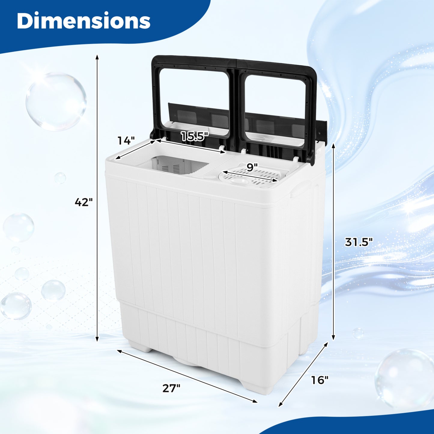 Portable Washing Machine with 18 LBS Washer and 8 LBS Spinner Combo, Gray Washing Machines at Gallery Canada