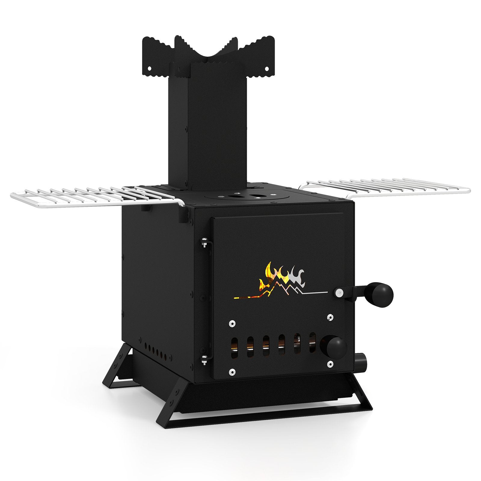 Portable Wood Burning Stove Mini Heater Burner with Pot Rack Oven Pan, Black Fire Pits at Gallery Canada