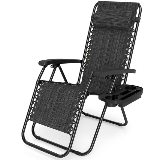 Portable Zero Gravity Chairs with Cup Holder Trays and Backrest, Gray Beach & Lawn Chairs Gray at Gallery Canada