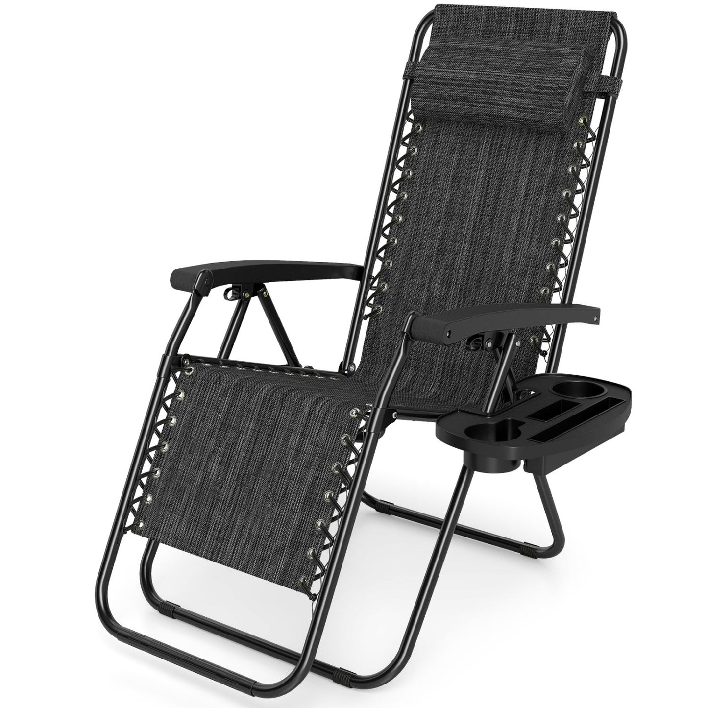 Portable Zero Gravity Chairs with Cup Holder Trays and Backrest, Gray Beach & Lawn Chairs Gray at Gallery Canada