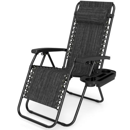 Portable Zero Gravity Chairs with Cup Holder Trays and Backrest, Gray Beach & Lawn Chairs Gray at Gallery Canada