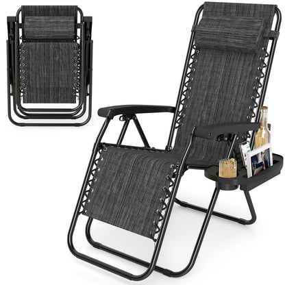 Portable Zero Gravity Chairs with Cup Holder Trays and Backrest, Gray Beach & Lawn Chairs at Gallery Canada