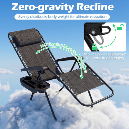 Portable Zero Gravity Chairs with Cup Holder Trays and Backrest, Gray Beach & Lawn Chairs at Gallery Canada