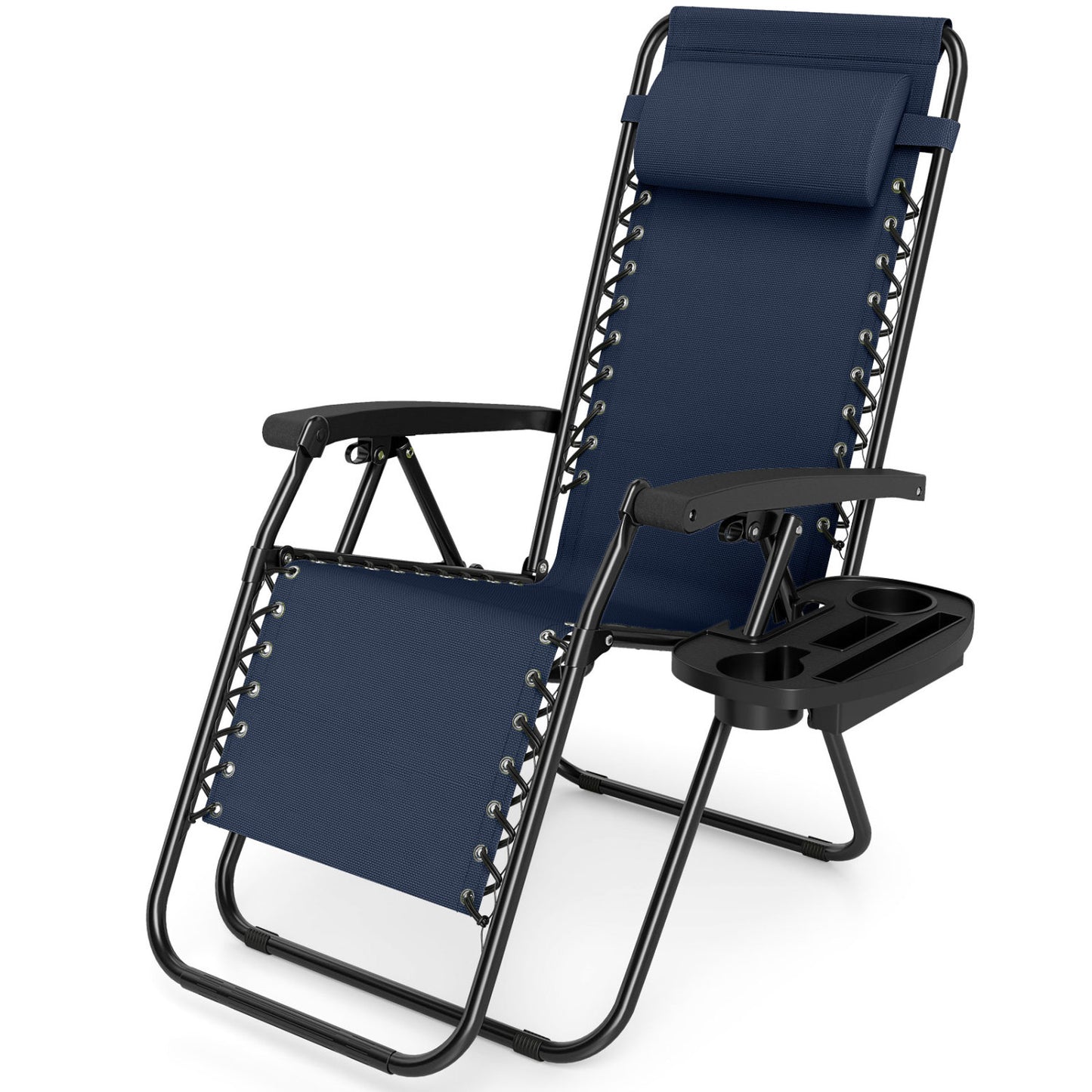 Portable Zero Gravity Chairs with Cup Holder Trays and Backrest, Navy Beach & Lawn Chairs at Gallery Canada